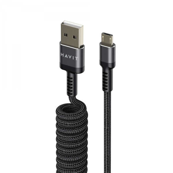 Кабель спиральный Micro USB HAVIT HV-CB6250 2.4A 1.5м
