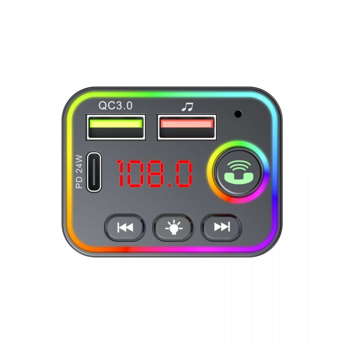 FM модулятор HAVIT HV-FM819BT USB-A+USB-C PD24W RGB Black
