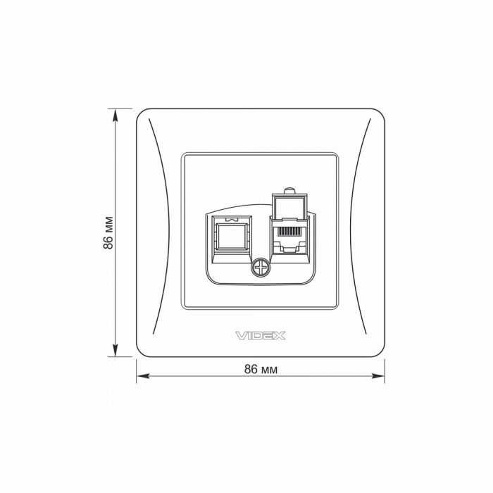Розетка CAT6 одинарна комп'ютерна біла VIDEX BINERA