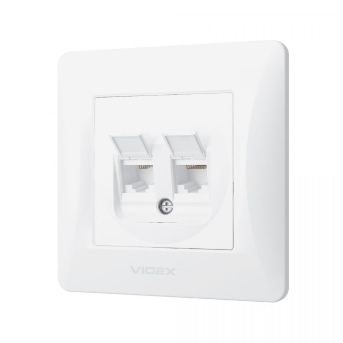Розетка CAT6+CAT3 подвійна біла VIDEX BINERA