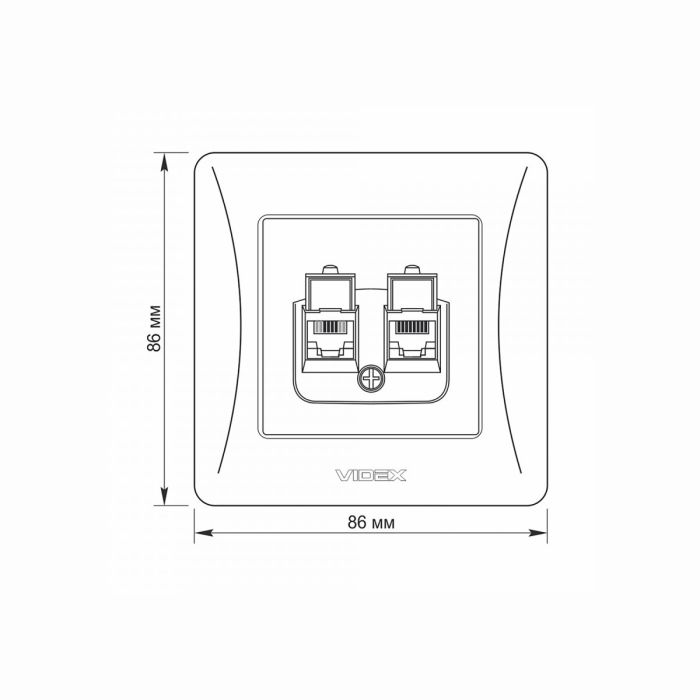 Розетка CAT6+CAT3 подвійна кремова VIDEX BINERA