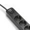 Мережевий подовжувач VIDEX ONCORD з/з 4п 3м (3x1.5мм) 3.4А USB(QC3.0) +USB-C(PD20W) з кнопкою Black