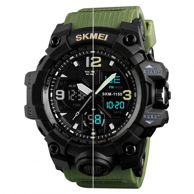 Годинник наручний чоловічий SKMEI 1155BAG (Army green)