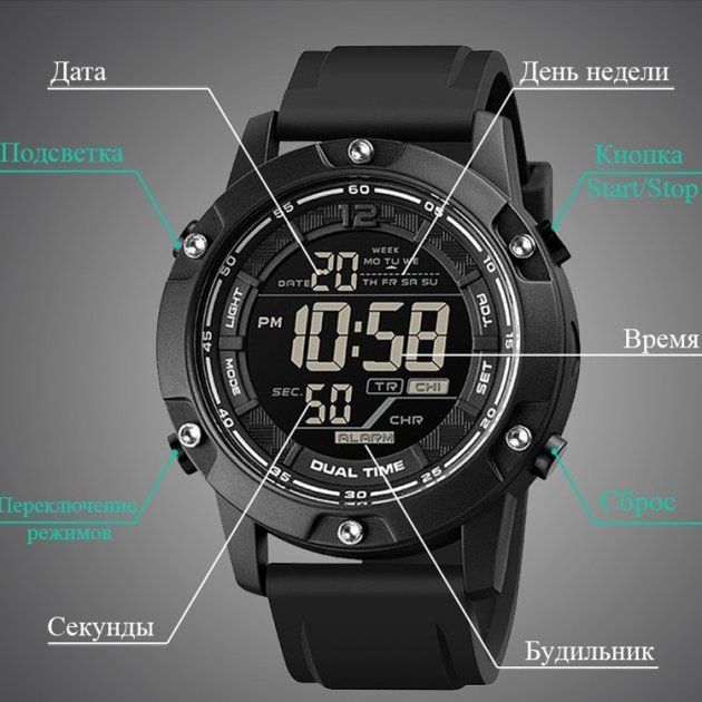 Годинник наручний чоловічий  SKMEI 1762 (Black)