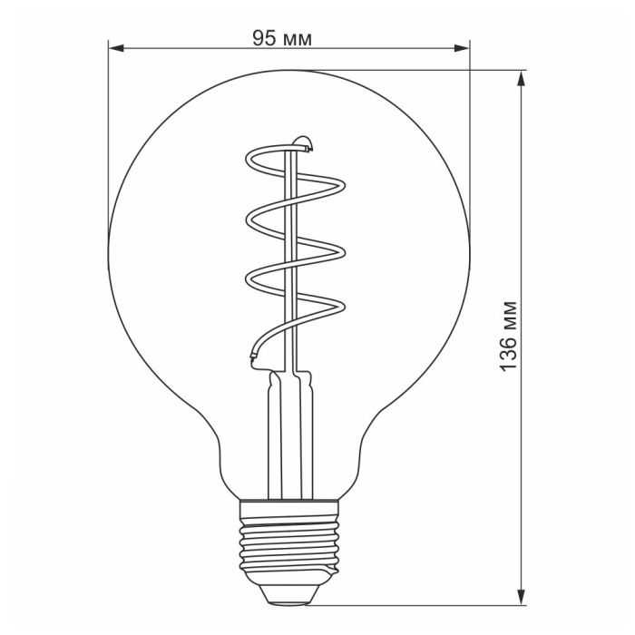 LED лампа VIDEX Filament G95FGD 4W E27 2100K