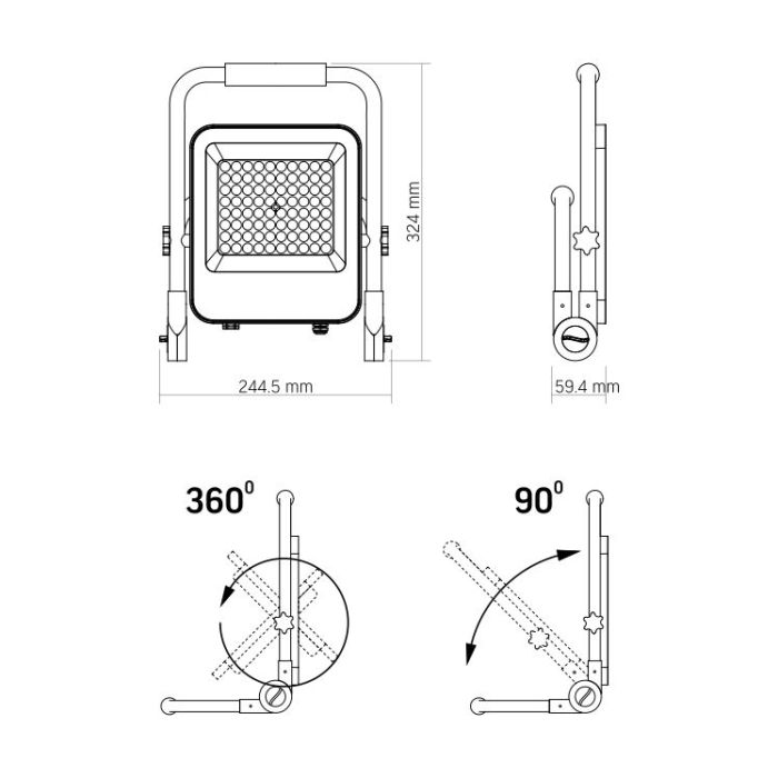 LED прожектор акумуляторний PREMIUM VIDEX F2A 50W 5000K