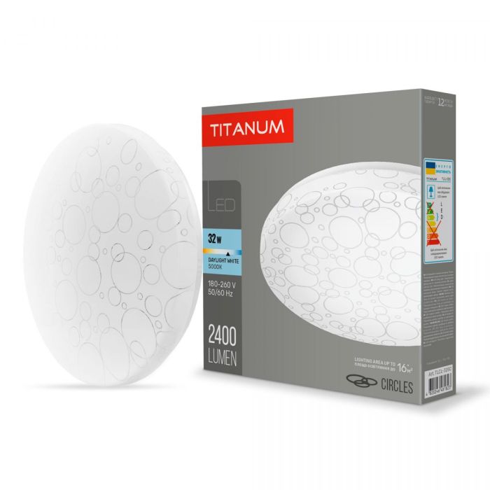 LED світильник настінно-стельовий TITANUM 32W 5000K Кільця