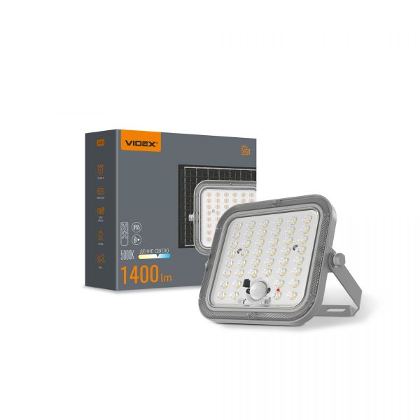 LED прожектор автономный VIDEX VL-FSO4-205-S 1400Lm 5000K
