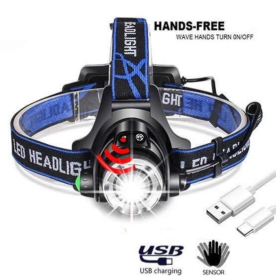 Налобний ліхтар Bailong BL-6699-T6-USB З датчиком руху