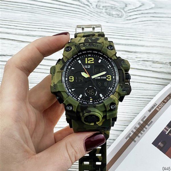 Годинник наручний чоловічий SKMEI 1155 Green Camo