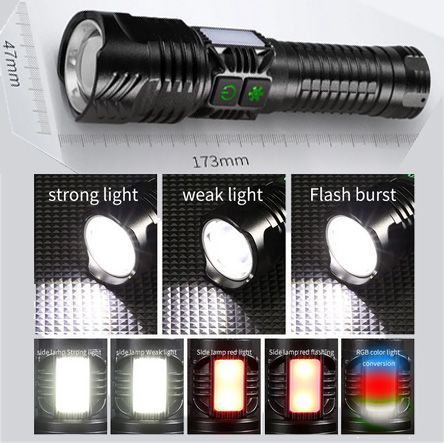 Ліхтар XQ-S19-P99+COB (white+red+blue), 1x26650, zoom, ЗУ Type-C