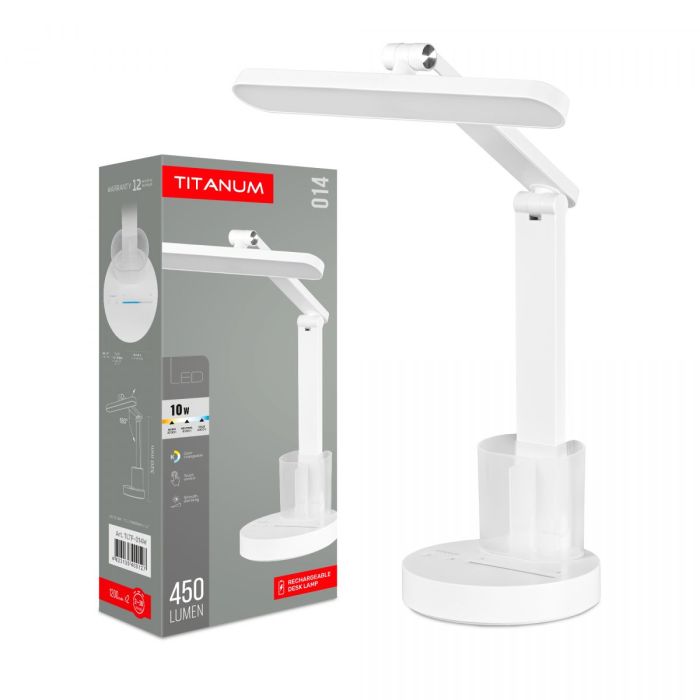 LED лампа настiльна з акумулятором TITANUM TLTF-014W 10W 3000-6000K