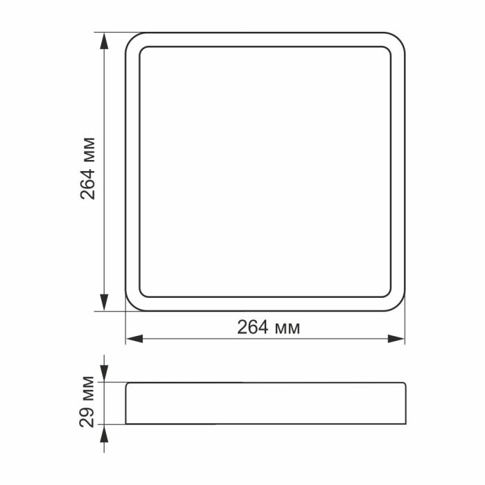 LED Світильник накладний квадрат VIDEX 24W 5000K Black