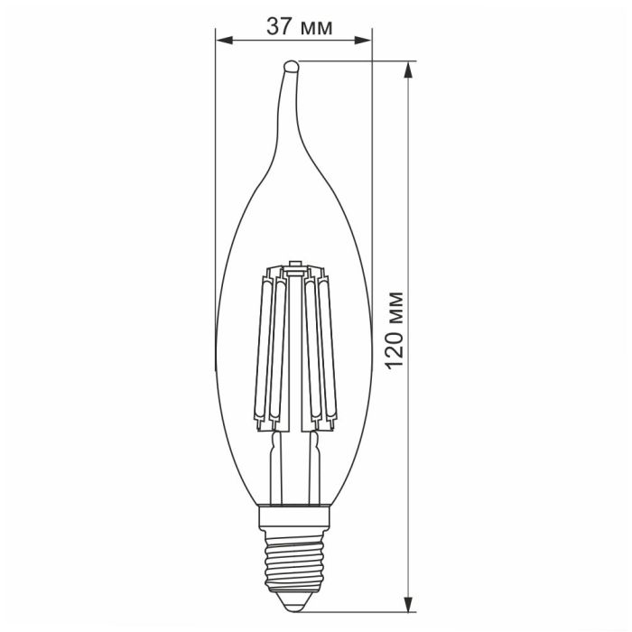 LED лампа VIDEX Filament C37Ft 6W E14 4100K