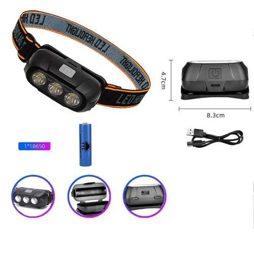 Ліхтар налобний KX-214-3LED, 1x18650