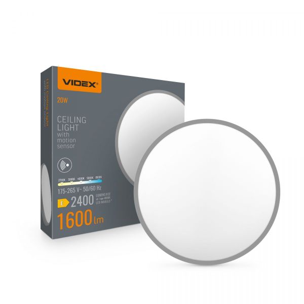 LED Світильник накладний з датчиком руху VIDEX VL-CLR-200-2G 20W 2700-6500K