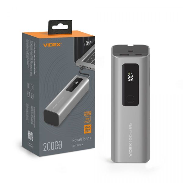 Повербанк 20000mAh VIDEX VPB-366 165W PD100W +Display