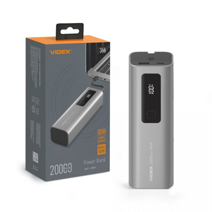 Повербанк 20000mAh VIDEX VPB-366 165W PD100W +Display
