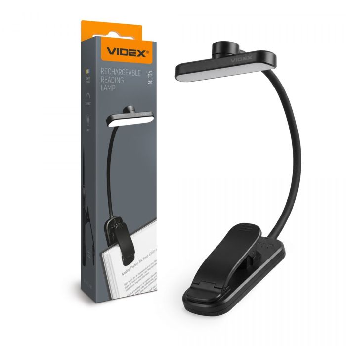 LED Світильник акумуляторний для читання VIDEX VL-NL134B Black