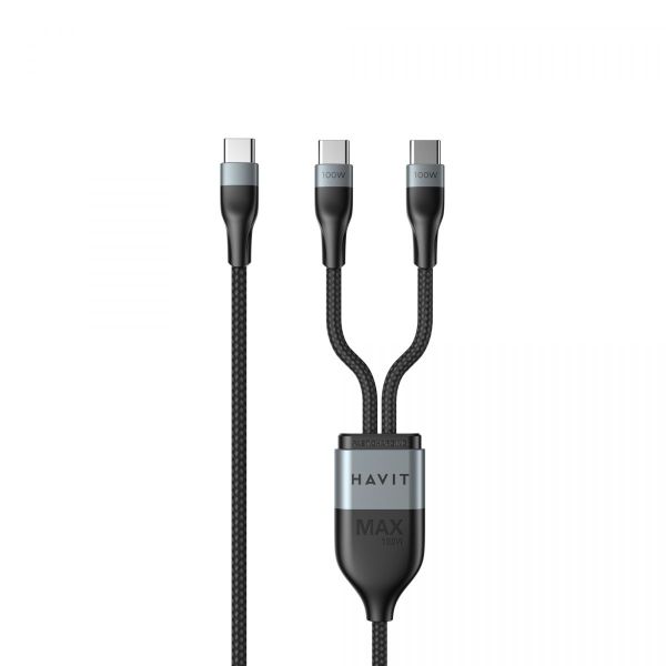 Кабель USB-C - USB-C + USB-C HAVIT HV-CB6325 PD100W 5A 1.2м
