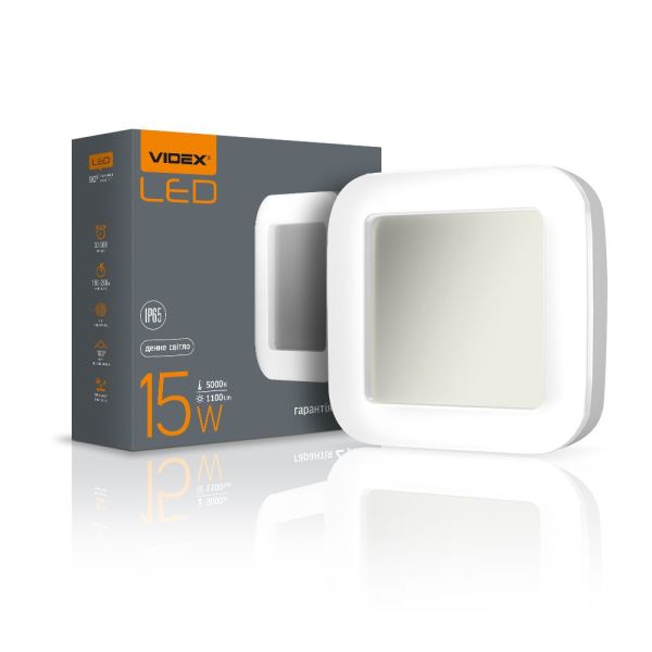 LED світильник ART IP65 квадратний VIDEX 15W 5000K White