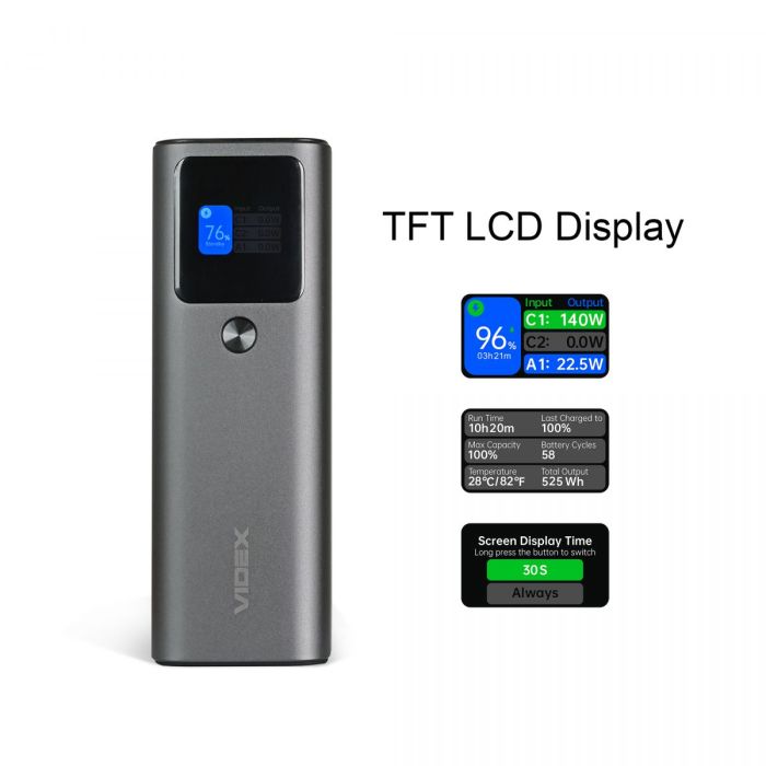 Повербанк 30000mAh VIDEX VPB-316 162W PD140W +Display