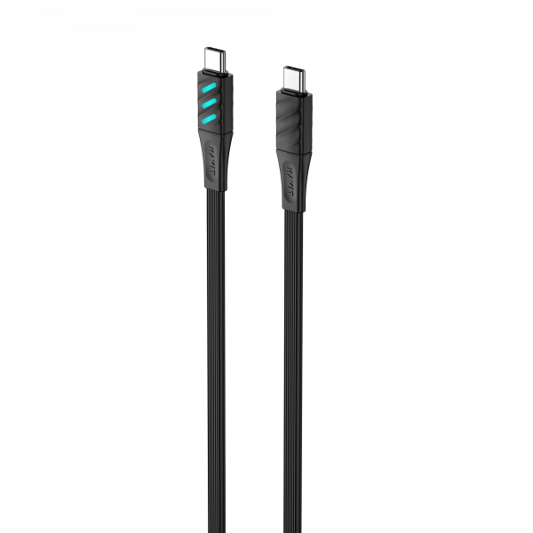 Кабель Type-C to Type-C HAVIT HV-CB6254 PD60W 3A 1м с LED индикатором Black