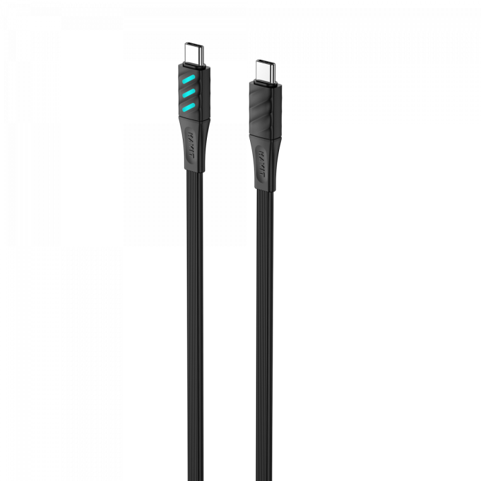 Кабель Type-C to Type-C HAVIT HV-CB6254 PD60W 3A 1м з LED індикатором Black