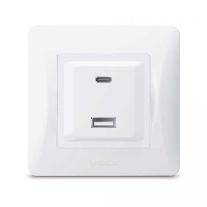 Розетка USB-A + USB-C PD20W біла VIDEX BINERA