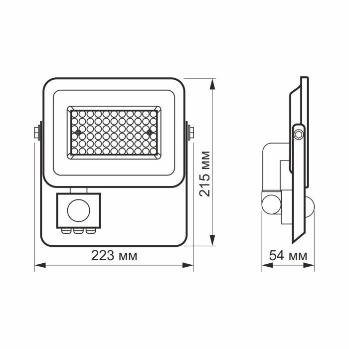 LED прожектор VIDEX F2e 50W 5000K з датчиком руху та освітленості