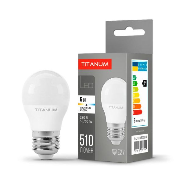 LED лампа TITANUM G45 6W E27 4100K