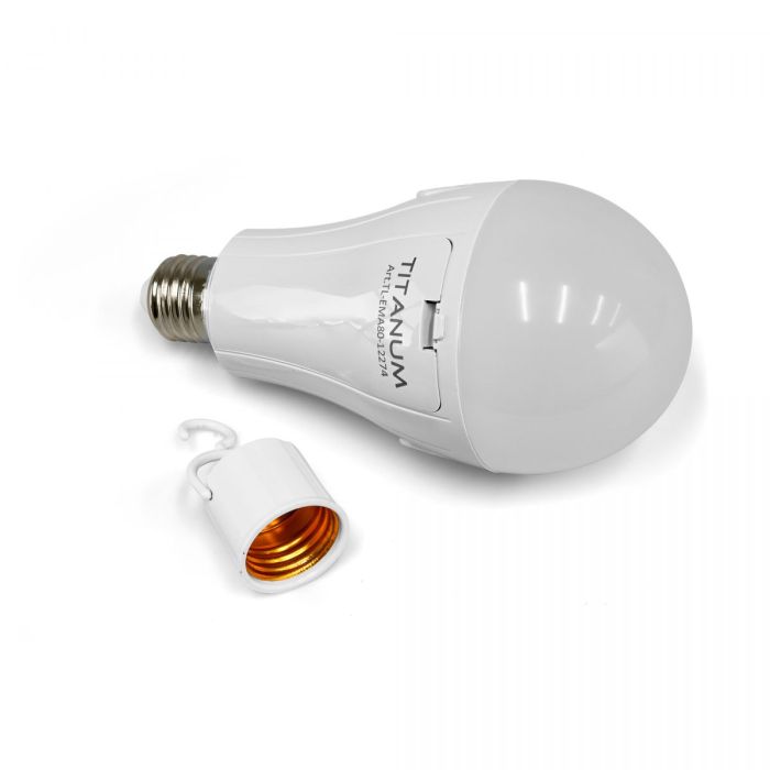 LED лампа акумуляторна TITANUM A80 12W E27 4000K 230V