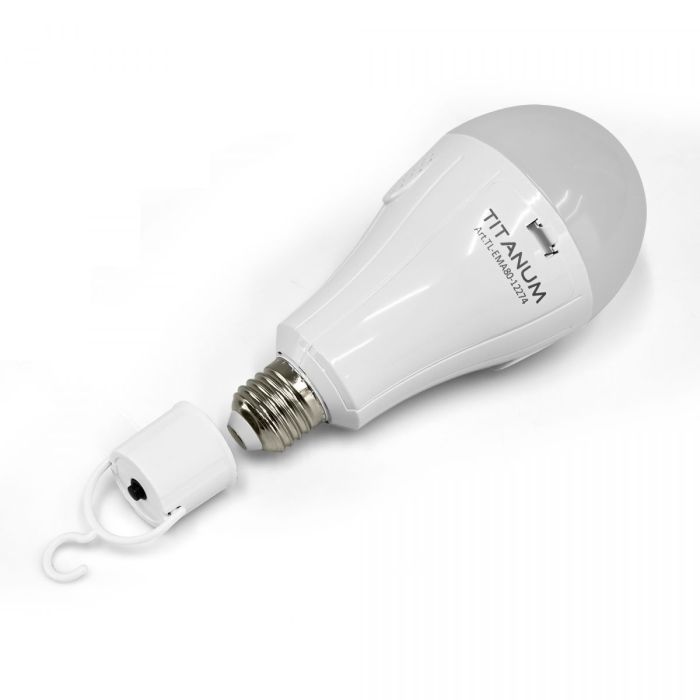 LED лампа акумуляторна TITANUM A80 12W E27 4000K 230V