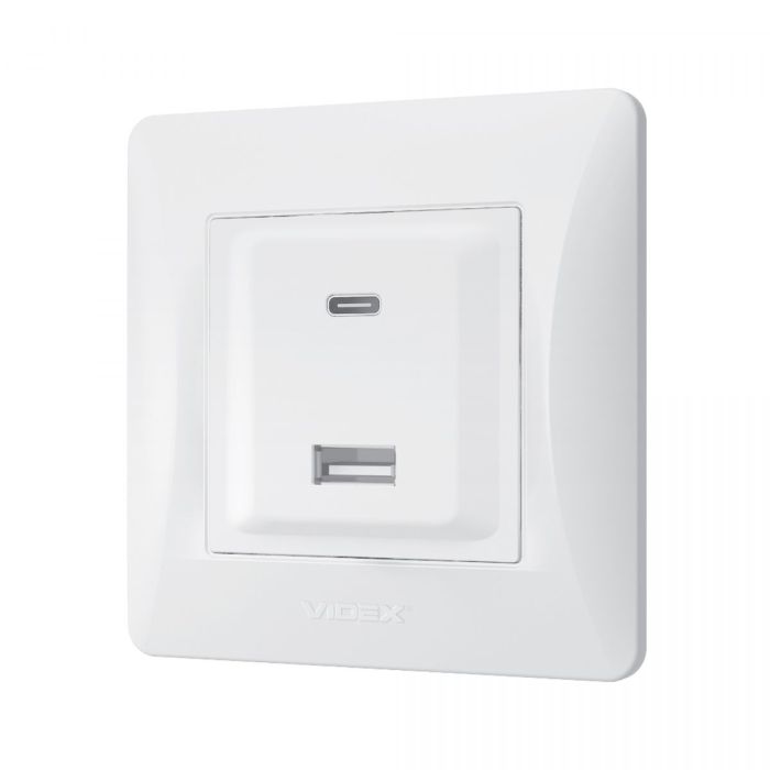 Розетка USB-A + USB-C PD20W біла VIDEX BINERA