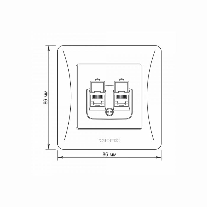 Розетка CAT6+CAT6 комп'ютерна подвійна срібний шовк VIDEX BINERA