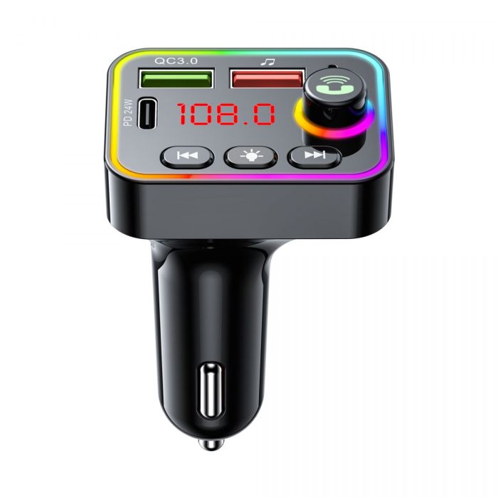 FM модулятор HAVIT HV-FM819BT USB-A+USB-C PD24W RGB Black
