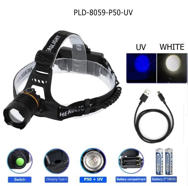Ліхтар налобний PLD-8059-P50+UV